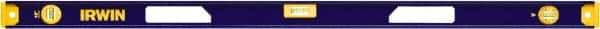 Irwin - Magnetic 48" Long 3 Vial I-Beam Level - Aluminum, Blue/Yellow, 1 Plumb & 2 Level Vials - Strong Tooling