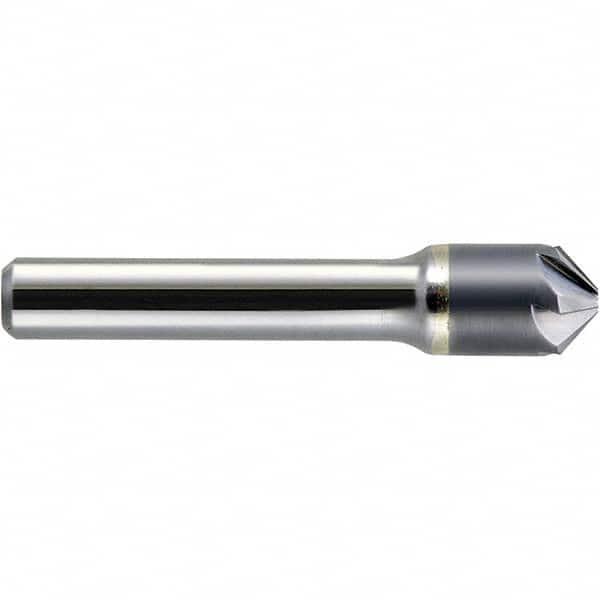 1″ Head Diam, 1/2″ Shank Diam, 6 Flute 120° Solid Carbide Countersink Bright Finish, 3″ OAL, Single End, Straight Shank, Right Hand Cut