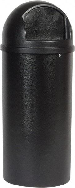 Rubbermaid - 25 Gal Black Round Decorative Waste Receptacle With Top - 42" High - Strong Tooling