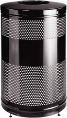 Rubbermaid - 51 Gal Black Round Decorative Waste Receptacle With Top - Steel, 902mm High - Strong Tooling