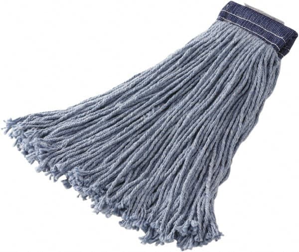 Rubbermaid - 5" Blue Head Band, Medium Blended Fiber Cut End Mop Head - 4 Ply, Clamp Jaw Connection - Strong Tooling