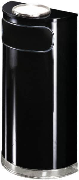 Rubbermaid - 9 Gal Black Half-Round Decorative Waste Receptacle With Top - Steel, 813mm High x 457.2mm Wide - Strong Tooling