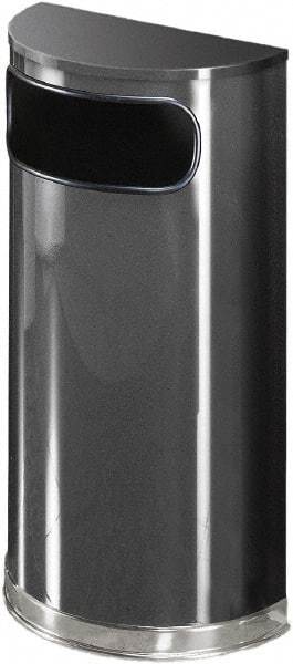 Rubbermaid - 9 Gal Gray Half-Round Decorative Waste Receptacle With Top - Steel, 813mm High x 457.2mm Wide - Strong Tooling