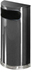 Rubbermaid - 9 Gal Gray Half-Round Decorative Waste Receptacle With Top - Steel, 813mm High x 457.2mm Wide - Strong Tooling