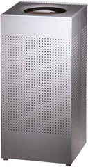 Rubbermaid - 16 Gal Silver Square Decorative Waste Receptacle With Top - Steel, 30" High x 374.65mm Long x 374.65mm Wide - Strong Tooling