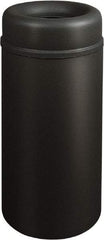 Rubbermaid - 15 Gal Black Round Decorative Waste Receptacle With Top - Steel, 30" High - Strong Tooling