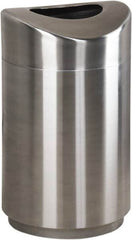 Rubbermaid - 30 Gal Silver Round Decorative Waste Receptacle With Top - Metal, 851mm High - Strong Tooling