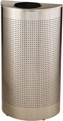 Rubbermaid - 12 Gal Silver Half-Round Decorative Waste Receptacle With Top - Stainless Steel, 32" High x 18" Wide - Strong Tooling