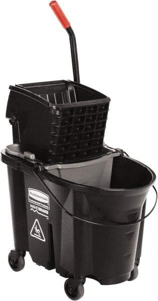 Rubbermaid - 35 Qt Plastic Steel Bucket & Wringer - 510.54mm Long x 927.1mm High x 398.78mm Wide, Black - Strong Tooling