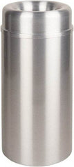 Rubbermaid - 15 Gal Aluminum Round Decorative Waste Receptacle With Top - Steel, 30" High - Strong Tooling