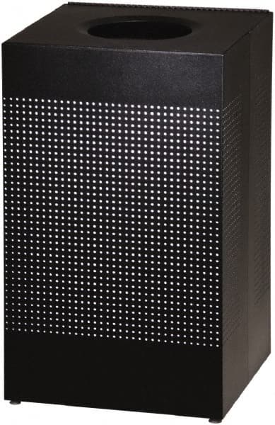 Rubbermaid - 20 Gal Black Square Decorative Waste Receptacle With Top - Steel, 30" High x 476.25mm Long x 476.25mm Wide - Strong Tooling