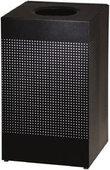 Rubbermaid - 20 Gal Black Square Decorative Waste Receptacle With Top - Steel, 30" High x 476.25mm Long x 476.25mm Wide - Strong Tooling