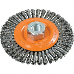 WALTER Surface Technologies - 4-1/2" OD, 5/8-11 Arbor Hole, Stringer Bead Steel Wheel Brush - 3/16" Face Width, 0.02" Filament Diam, 15,000 RPM - Strong Tooling