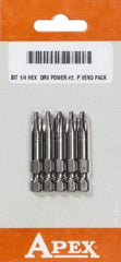 Apex - #2 Phillips Screwdriver Bit - 1/4" Hex Drive, 2-3/4" OAL - Strong Tooling