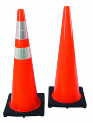 28" PVC Traffic Cone wit 6" & 4" rfl. Collars - Strong Tooling