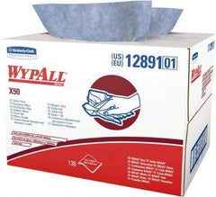 WypAll - X90 Dry Shop Towel/Industrial Wipes - Brag Box/Double Top Box, 16-3/4" x 11" Sheet Size, Blue - Strong Tooling