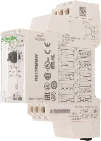 Schneider Electric - 100 hr Delay, Multiple Range SPDT Time Delay Relay - 8 Contact Amp, 12 to 240 VAC/VDC, Selector Switch - Strong Tooling