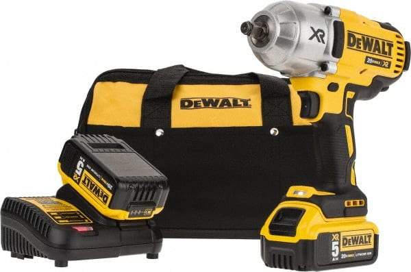 DeWALT - 1/2" Drive 20 Volt Mid-Handle Cordless Impact Wrench & Ratchet - 1,900 RPM, 0 to 2,400 BPM, 700 Ft/Lb Torque, 2 Lithium-Ion Batteries Included - Strong Tooling