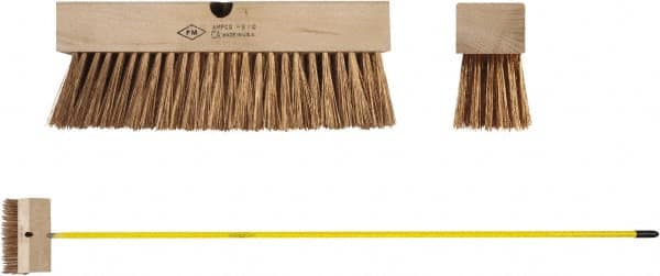 Ampco - 12" General Purpose Phosphor Bronze Push Broom - 2-1/2" Bristle Length, Wood Block, Threaded Handle Connection, Handle Sold Separately - Strong Tooling