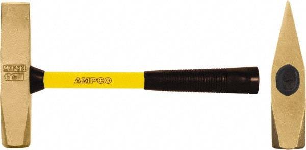 Ampco - 3 Lb Head Nonsparking Cutoff Hammer - 15" OAL, 15" Long Fiberglass Handle - Strong Tooling