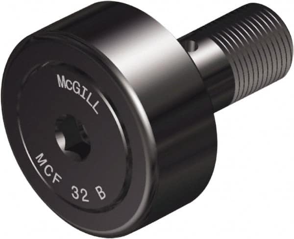 McGill - 90mm Roller Diam x 35mm Width, 30mm Stud Diam x 63mm Length, Crowned Sealed Stud Cam Follower with Hex - Steel, 32mm Thread Length, M30x1.5 Thread, 100mm OAL, 14,420 Lb Dynamic Cap, 22,999 Lb Static Cap - Strong Tooling