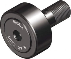 McGill - 85mm Roller Diam x 35mm Width, 30mm Stud Diam x 63mm Length, Crowned Sealed Stud Cam Follower with Hex - Steel, 32mm Thread Length, M30x1.5 Thread, 100mm OAL, 10,495 Lb Dynamic Cap, 19,694 Lb Static Cap - Strong Tooling