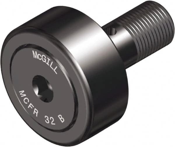 McGill - 30mm Roller Diam x 14mm Width, 12mm Stud Diam x 25mm Length, Crowned Sealed Stud Cam Follower with Hex - Steel, 14mm Thread Length, M12x1.5 Thread, 40mm OAL, 1,542 Lb Dynamic Cap, 1,810 Lb Static Cap - Strong Tooling