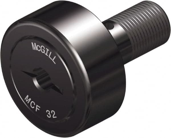 McGill - 30mm Roller Diam x 14mm Width, 12mm Stud Diam x 25mm Length, Crowned Sealed Stud Cam Follower - Steel, 14mm Thread Length, M12x1.5 Thread, 40mm OAL, 2,491 Lb Dynamic Cap, 3,440 Lb Static Cap - Strong Tooling