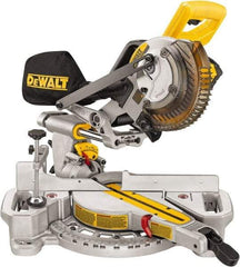 DeWALT - 4 Amp, 20 Volt, 3,750 RPM, 48° Left Single Bevel Sliding Miter Saw - 5/8" Arbor, 7-1/4" Blade Diam, Includes Battery Charger & Battery - Strong Tooling