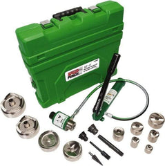 Greenlee - 18 Piece, 0.885 to 4.544" Punch Hole Diam, Power Knockout Set - Round Punch, 10 Gage Mild Steel - Strong Tooling