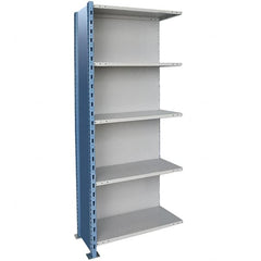 Hallowell - 5 Shelf, 800 Lb. Capacity, Closed Shelving Add-On Unit - 36 Inch Wide x 24 Inch Deep x 123 Inch High, Blue and Platinum - Strong Tooling