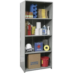 Hallowell - 5 Shelf, 750 Lb. Capacity, Closed Shelving Starter Unit - 48 Inch Wide x 12 Inch Deep x 87 Inch High, Gray - Strong Tooling