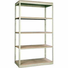 Hallowell - 5 Shelf Starter Particle Board Open Steel Shelving - 350 Lb Capacity, 48" Wide x 84" High x 18" Deep, Tan - Strong Tooling