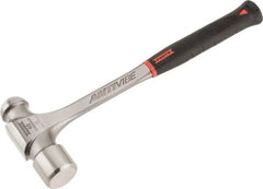 Proto - 3 Lb Head Steel Ball Pein Hammer - 15-3/4" Steel Handle with Grip, 1.93" Face Diam, 15-3/4" OAL, AntiVibe, Molded Textured Rubber Grip - Strong Tooling