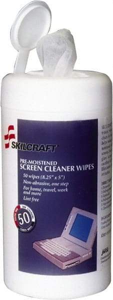 Ability One - Pre-Moistened Screen Cleaning Wipes - Center Pull, 7" x 5" Sheet Size, White - Strong Tooling