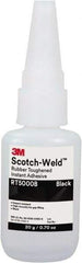 3M - 0.71 oz Bottle Black Instant Adhesive - Series Part Number RT5000B, 30 to 60 sec Working Time, 24 hr Full Cure Time - Strong Tooling