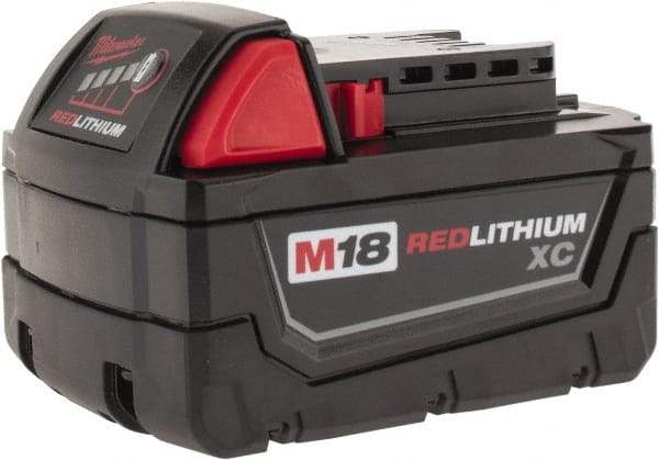 Milwaukee Tool - 18 Volt Lithium-Ion Power Tool Battery - 4 Ahr Capacity, 1-1/2 hr Charge Time, Series M18 XC RED - Strong Tooling