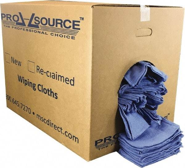 PRO-SOURCE - 25 Inch Long x 16 Inch Wide Virgin Cotton Rags - Blue, Huck, Lint Free, 50 Lbs. at 5 to 7 per Pound, Box - Strong Tooling