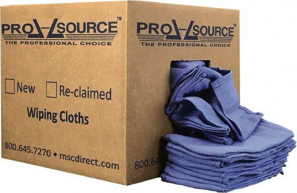 PRO-SOURCE - 25 Inch Long x 16 Inch Wide Virgin Cotton Rags - Blue, Huck, Lint Free, 10 Lbs. at 5 to 7 per Pound, Box - Strong Tooling