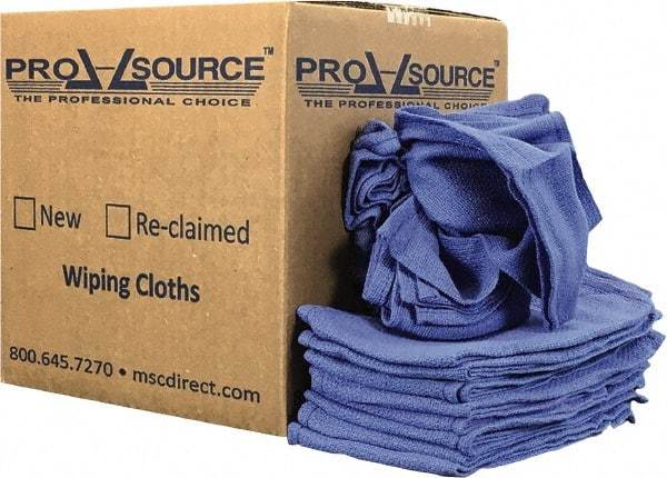 PRO-SOURCE - 25 Inch Long x 16 Inch Wide Virgin Cotton Rags - Blue, Denim, Lint Free, 5 Lbs. at 5 to 7 per Pound, Box - Strong Tooling