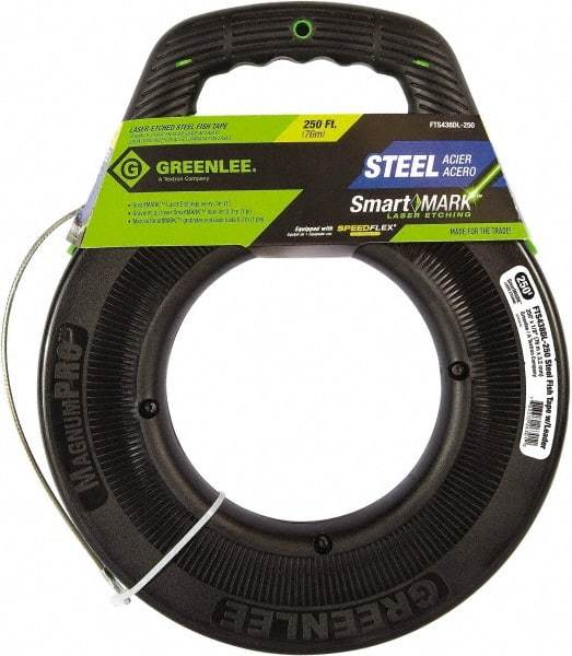 Greenlee - 250 Ft. Long x 1/8 Inch Wide, Steel Fish Tape - Includes Case - Strong Tooling