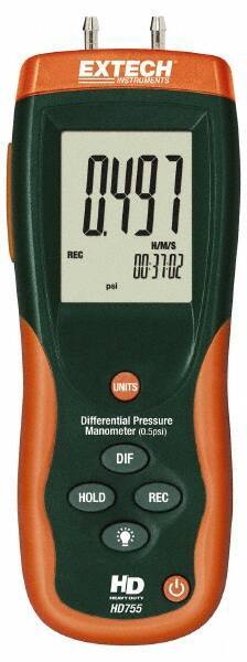 Extech - 2 Max psi, 0.3% FS% Accuracy, Differential Pressure Manometer - -1 to 0.5 Maximum PSI, -13.85 to 13.85 Inch Water Column - Strong Tooling