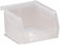 Quantum Storage - 8 Lb. Load Capacity, 5" Deep, Clear Polypropylene Hopper Stacking Bin - 3" High x 4-1/8" Wide x 5" Long - Strong Tooling