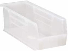 Quantum Storage - 50 Lb. Load Capacity, 14-3/4" Deep, Clear Polypropylene Hopper Stacking Bin - 5" High x 5-1/2" Wide x 14-3/4" Long - Strong Tooling