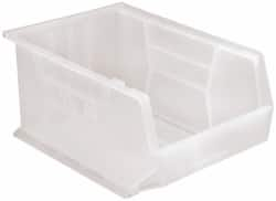 Quantum Storage - 75 Lb. Load Capacity, 16" Deep, Clear Polypropylene Hopper Stacking Bin - 8" High x 11" Wide x 16" Long - Strong Tooling