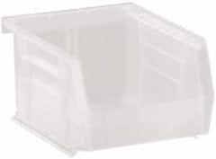 Quantum Storage - 10 Lb. Load Capacity, 5-3/8" Deep, Clear Polypropylene Hopper Stacking Bin - 3" High x 4-1/8" Wide x 5-3/8" Long - Strong Tooling