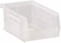 Quantum Storage - 10 Lb. Load Capacity, 7-3/8" Deep, Clear Polypropylene Hopper Stacking Bin - 3" High x 4-1/8" Wide x 7-3/8" Long - Strong Tooling