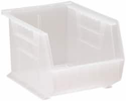 Quantum Storage - 50 Lb. Load Capacity, 10-3/4" Deep, Clear Polypropylene Hopper Stacking Bin - 7" High x 8-1/4" Wide x 10-3/4" Long - Strong Tooling