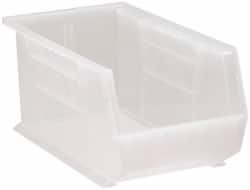 Quantum Storage - 60 Lb. Load Capacity, 14-3/4" Deep, Clear Polypropylene Hopper Stacking Bin - 7" High x 8-1/4" Wide x 14-3/4" Long - Strong Tooling