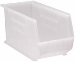 Quantum Storage - 60 Lb. Load Capacity, 18" Deep, Clear Polypropylene Hopper Stacking Bin - 9" High x 8-1/4" Wide x 18" Long - Strong Tooling